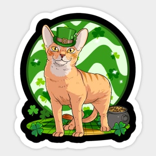 Abyssinian Cat St Patricks Day Leprechaun Sticker